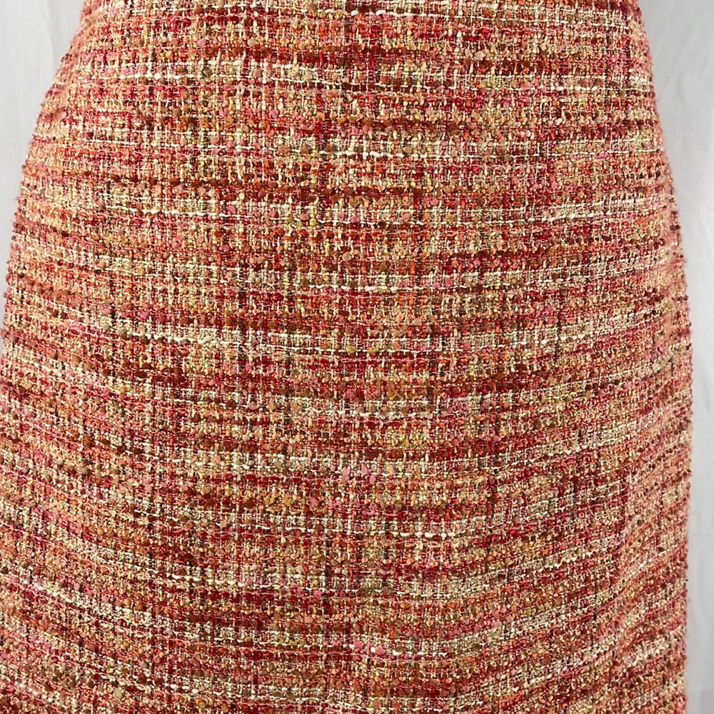 Kenar Orange, Tan, Ivory, Multi colored, Tweed, Lined skirt,Size 8 - Picture 7 of 8
